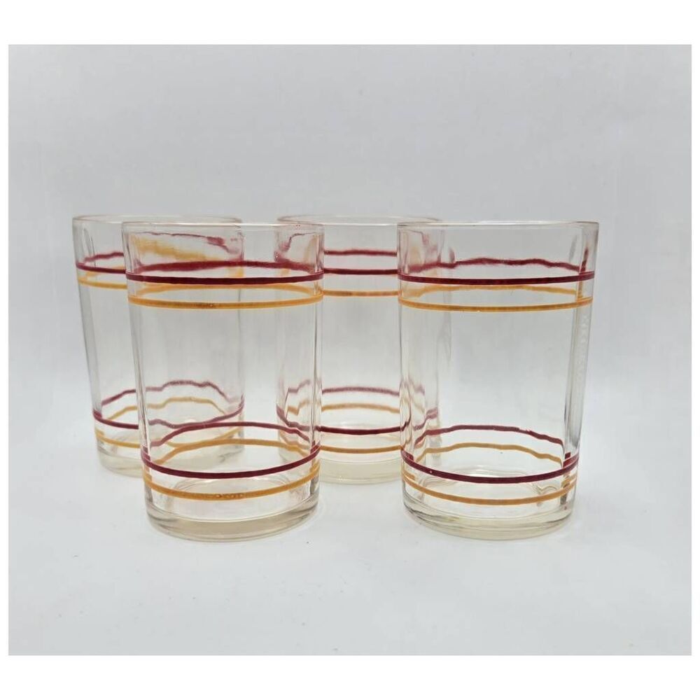1950's Red and Yellow Striped Glass Set Size Sm
